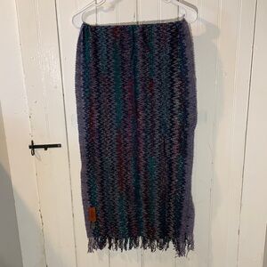 Missoni Purple Teal Multicolor Zigzag Knit Scarf